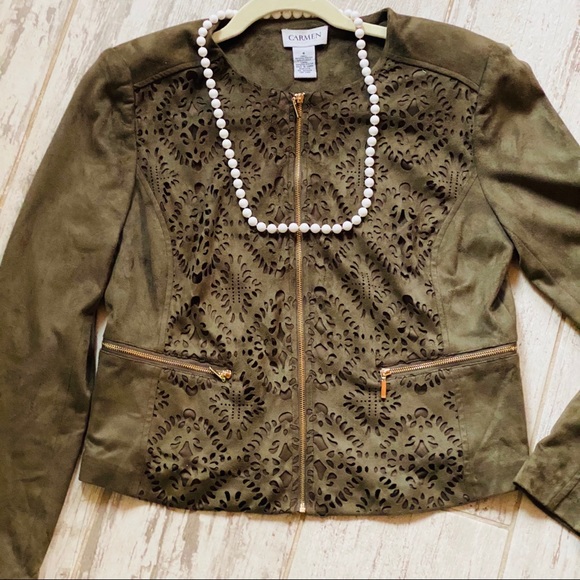 Carmen Marc Valvo Jackets & Blazers - {SALE} Carmen Marc Valvo Zip Up Motto Jacket.
